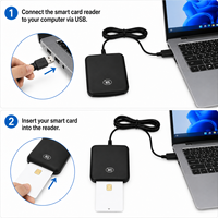 ACR39U 13.56MHz Pembaca/Penulis Kartu Pintar NFC USB 2.0 Kecepatan Penuh Sesuai Standar CCID PC/SC Kompatibel dengan Windows 10 Bahan ABS Kontrol Akses ISO