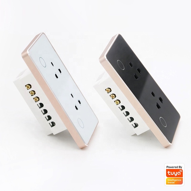 Smart Home Tuya Wifi Smart Touch Screen Switch Socket Tempered Glass Universal Wall Power Socket US Standard