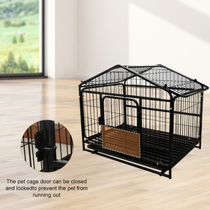 Nhiệm vụ nặng nề cường độ cao Cửa Đôi Chó kennel Crate ngoài trời lớn màu đen kim loại ráp con chó lồng - Product Image 4