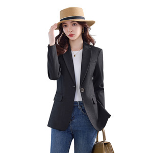 Women's Blazer Dark Brown Wool Slim Fit Solid Color Suit Top For Casual Wear - Product Image 5