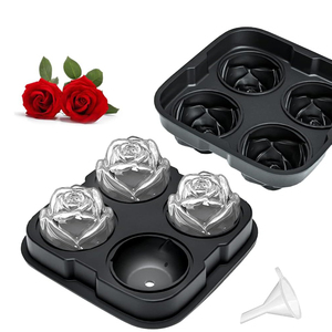Valentinstag-Essentials Rose-geformter Eiswürfelhersteller wiederverwendbare Lebensmittelqualität Silikon-Eiswürfelbehälter für - Product Image 1