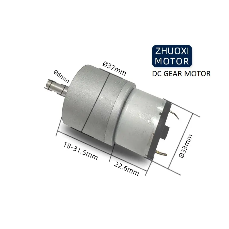 ZHUOXI OEM supplier dia 37mm 24V DC Gear Motor round low rpm brushed electric torque motor micro 12v DC Motor