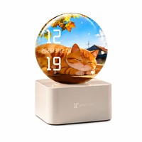 Horloge de bureau WiFi avec cadre photo numérique, station météo et alarme, écran LCD 2,1 pouces pour la décoration de la chambre, veilleuse intelligente, cadeau