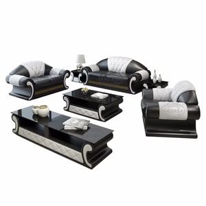 R3012 Home Living muebles Romm juego de sofás de cuero blanco y negro 1 + 2 + 3 - Product Image 1