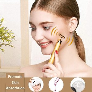 Masajeador Facial Eléctrico en Forma de T, Venta al por Mayor de Fábrica, Herramienta de Belleza <span class=keywords><strong>24K</strong></span>, Barra Dorada para Masaje Facial, para el Cuidado de la Piel - Product Image 4