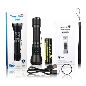 Torcia 1800 tattica TrustFire T40R Lumen 550M lunga distanza IP68 lega LED torcia da caccia