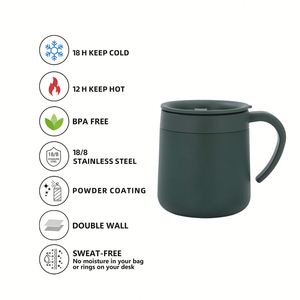 Custom logo Promotional Business Gift Vacuum Office <b>Double</b> <b>Wall</b> Insulated Coffee Cup 12oz Stainless Steel Coffee Mug Wiht Handle - Product Image 5