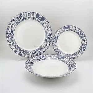 Blau und weiß Keramik Porzellan Geschirr Geschirrset 12 Stück Service für 4 Personen