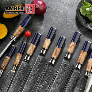 <span class=keywords><strong>Couteau</strong></span> de Chef Professionnel 8 Pouces en Acier Damas avec Manche en Résine Nid d'Abeille 60HRC Ambidextre Poli Miroir – Offre Spéciale - Product Image 5