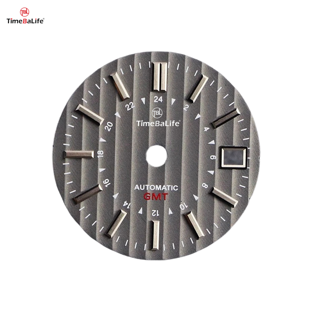 OEM Brass CNC Textured Watch Dial with 3D Applied Index and Date Window for GMT Automatic Watches Watch Parts