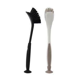 Brosse de nettoyage écologique Maxfree à long manche pour vaisselle et casseroles, multifonctionnelle, avec tête en nylon courbée à ventouse, en PP - Product Image 2