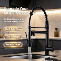 Robinet de cuisine de luxe moderne à poignée unique en laiton avec cartouche céramique, pulvérisateur, finition polie, pour hôtels et centres commerciaux, garantie 5 ans