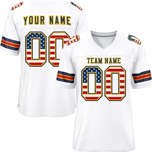 Maillot de football américain personnalisé pour l'été, nom et numéro brodés, respirant, séchage rapide, vêtements de sport imprimés, uniforme d'entraînement unisexe - Product Image 2