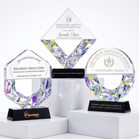 Trophée en cristal diamant arc-en-ciel, formes géométriques multiples, récompense pour les champions des ventes des partenaires d'entreprise, nouveauté très demandée