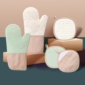 Fabriek Lage Prijs Bakken Handschoenen Custom Logo Siliconen Buffalo Plaid Ovenwanten Koken Pot Houders Ovenwanten