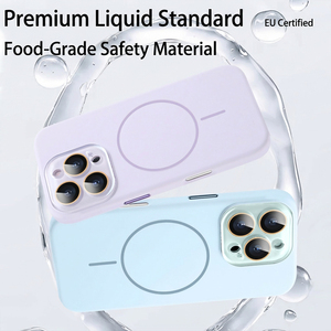 Coque magnétique en silicone liquide pour <span class=keywords><strong>iPhone</strong></span> 17, compatible <span class=keywords><strong>iPhone</strong></span> 13, 15, 16, avec boutons métalliques et protection d'objectif, personnalisable - Product Image 5