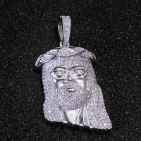 NUOYA Bijoux fins pour femmes Pendentif tête de Jésus en argent 925 Iced Out VVS Moissanite Pendentif à breloque plaqué or rose pour cadeaux