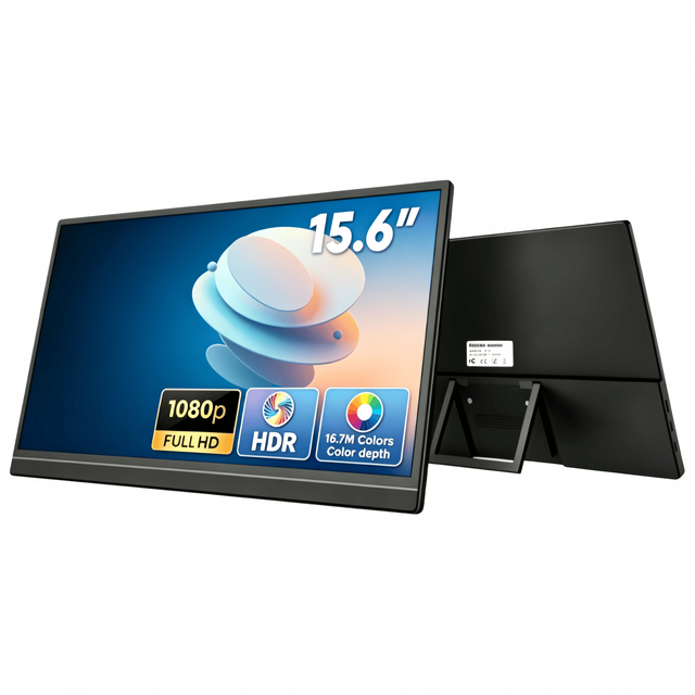 15.6 Inch Portable Monitor HDR Plug&Play Smart Cover Type C FHD 1920*1080P IPS Display for Travel External Display for Laptop PC