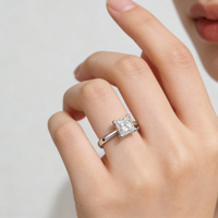 Anillo de Compromiso de Diamante Cultivado en Laboratorio, Corte Princesa, Oro de 14K, Color Blanco D, 2-4g, Estilo Clásico de Lujo, Certificado IGI, Joyería para Mujer