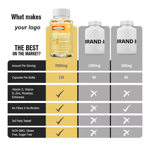 Vitamin C 2000mg Kẽm 40 mg vitamin D3 5000 IU <span class=keywords><strong>Echinacea</strong></span> chiết xuất tăng hip miễn dịch hỗ trợ miễn dịch tăng cường 60 Vegan mũ - Product Image 6