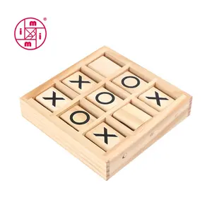 คลาสสิกไม้สีดำ Ox เกมไม้บล็อกไม้เกมปริศนาคณิตศาสตร์ Tic Tac Toe MT6968