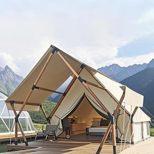 เต็นท์โรงแรมโฮมสเตย์สองชั้น ทนทานทุกฤดู กันน้ำ ทำจาก PVC โครงไม้ ป้องกันลม ฉนวนกันความร้อนหนาพิเศษ มีสองห้องนอนและห้องนั่งเล่น - Product Image 4