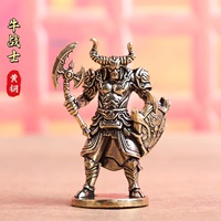 1 pièce Ornement de bureau en laiton, figurine de taureau guerrier avec armure et motif diamant, style rétro, objet décoratif