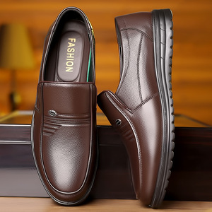 Zapatos de cuero para hombre de primera calidad, talla grande 47, zapatos casuales de negocios con suela suave y punta redonda, adecuados para la media edad. - Product Image 2