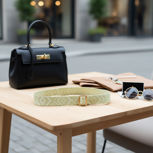 Cintura per Borsa con Motivo a Rombi in Tessuto da 4 Cm, Colore Rosso Rosa - Product Image 3