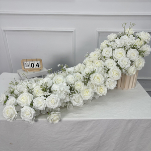 Guirlande de fleurs artificielles pour arche de mariage, décoration de scène, cadre de porte, chemin de fleurs en roses blanches - Product Image 1