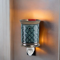 Diffuseur électrique de cire fondue en céramique, chauffe-bougie et brûleur d'huiles essentielles avec motif de feuille sculptée, décoration d'intérieur