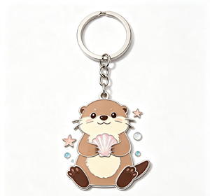 Cute Otter Metal Key Chain Enamel <b>Keyring</b> Shell Pendant Bag <b>Charm</b> Gift - Product Image 1