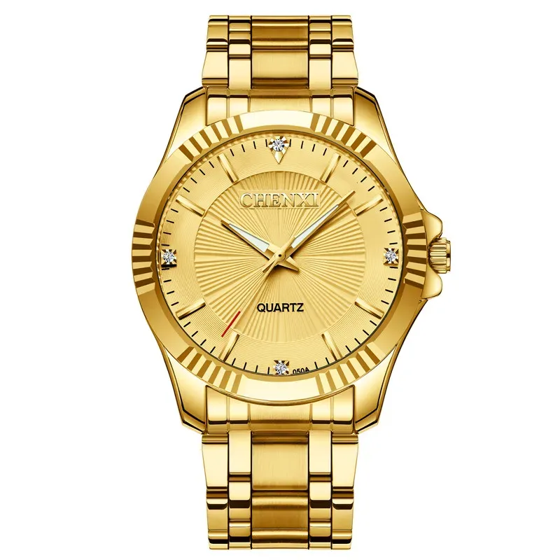 Chenxi 050A Stainless Steel Band Gold Man Quartz Watch