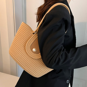 Large Capacity Pearl Cotton Shoulder <b>Bag</b> Horizontal Square Magnetic Buckle <b>Summer</b> Women's Tote <b>Bag</b> - Product Image 3