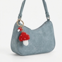 EDGE Porte-clés en forme de champignon tissé à la main, breloque champignon en crochet, pendentif mignon, breloque de sac tendance pour femmes