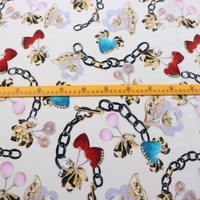 Tissu en crêpe de Chine imprimé numériquement à motif de bijoux uniques pour robes, chemisiers, vêtements et costumes pour femmes, dames et jeunes filles