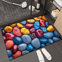 Geometrischer Badezimmerteppich Rutschfest Wasserabsorbierend Kieselgur Haustierfreundlich Wendbare Fußmatte