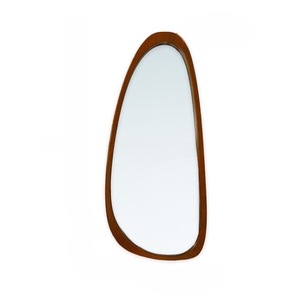 Miroir mural décoratif en forme de galet Wabi Sabi avec cadre en bois naturel pour salon, chambre, entrée, décoration intérieure - Product Image 6