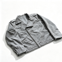 Veste en toile d'hiver pour homme, style streetwear, décontractée, en coton, coupe courte, effet délavé, style motard, avec fermeture éclair asymétrique, bords effilochés et revers, personnalisable