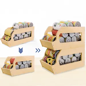 High Quality Youlike Kitchen 2 Pack Bottle Bamboo Stackable Can Organizer