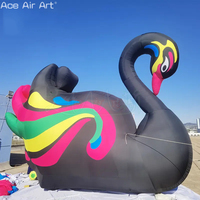 Cygne noir gonflable avec ventilateur dynamique-Modèle d'animal aquatique flottant pour expositions, accessoires publicitaires et équipement de location