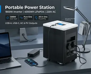 สถานีไฟฟ้าพกพา 500W 1800W 4000Wh LiFePO4 เครื่องกำเนิดพลังงานแสงอาทิตย์ MPPT 220V EU สำหรับใช้ในบ้าน กรณีฉุกเฉิน คลื่นไซน์บริสุทธิ์ ระบบออฟกริด - Product Image 2