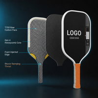 Raquette de pickleball en fibre de carbone avec noyau en mousse de 4e génération, surface texturée, puissance accrue, fournisseur direct d'usine