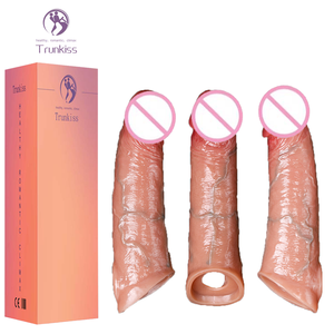 Gerçekçi giyilebilir prezervatif yetişkin seks ürün büyütmek için Penis seks oyuncak yumuşak silikon malzeme güçlü esneklik yapay Penis prezervatif - Product Image 1