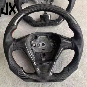 Volant en fibre de carbone en cuir noir pour Ford <span class=keywords><strong>Fiesta</strong></span> <span class=keywords><strong>MK7</strong></span> <span class=keywords><strong>MK7</strong></span>.5 2009-2017 <span class=keywords><strong>Sport</strong></span> volant de voiture à fond plat - Product Image 1