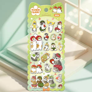 Marshmallow Stickers Fruit <b>Cat</b> Korean Cute Character Removable Diary Deco Sticker Sheet Kawaii Wholesale - Product Image 1