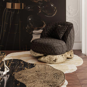 كرسي بذراعين نحاسي فاخر متين من القماش من النحاس الأصفر مع الذهب لأثاث غرف المعيشة في الفنادق والفيلات - Product Image 4