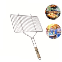 Haute Qualité Pvc Soudé Galvanisé Fer En Acier Barbecue Grill Grillage Rotatif Flip Viande Grill Panier Net Pour Rôtir La Viande