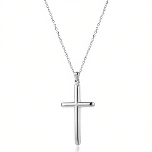 Amy Amy Cross Pendant Necklace Stainless Steel Rhodium Plated Classic Religious Jewelry for Women Everyday Wearing Gift - Product Image 3