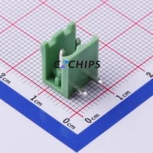 XY2500R-A-5.00-2P Plug-in Terminal Block Bent Lead Through Hole,P=5mm Connector Board-to-Board / Socket - Open 1x2P 5mm Green - Product Image 1